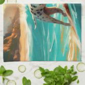 Dalmatie Strand Surfen Schilderij Theedoek (Gevouwen)