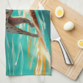 Dalmatie Strand Surfen Schilderij Theedoek (Quarter Fold)