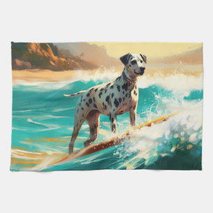 Dalmatie Strand Surfen Schilderij Theedoek