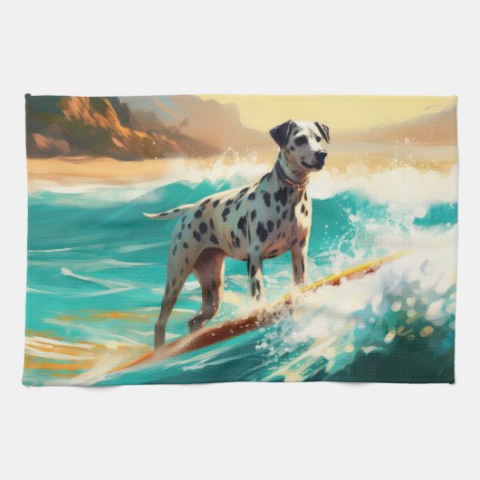Dalmatie Strand Surfen Schilderij Theedoek (Horizontaal)