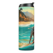 Dalmatie Strand Surfen Schilderij Thermosbeker (Gedraaid links)