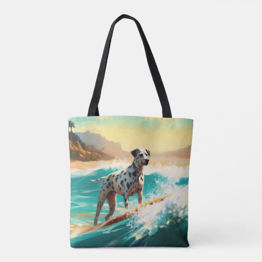 Dalmatie Strand Surfen Schilderij Tote Bag (Achterkant)