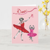 Dalmatien et chat en tutu dansant anniversaire kaart (Gele Bloem)