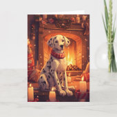 Dalmatiër bij de kersthaard met koekjes kaart (Voorkant)