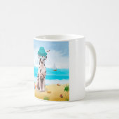 Dalmatiër hond op het strand koffiemok (Voorkant rechts)