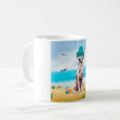 Dalmatiër hond op het strand koffiemok (Voorkant links)