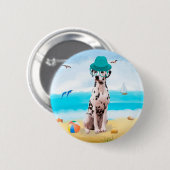 Dalmatiër hond op het strand ronde button 5,7 cm (Voorkant /achterkant)