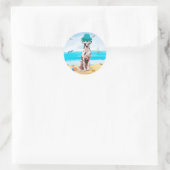 Dalmatiër hond op het strand ronde sticker (Tas)