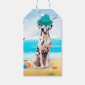 Dalmatiër hond op strand cadeaulabel (Achterkant)