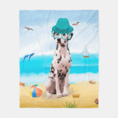 Dalmatiër hond op strand fleece deken (Voorkant)