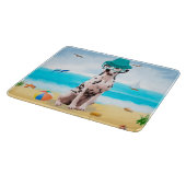 Dalmatiër hond op strand snijplank (Hoek)