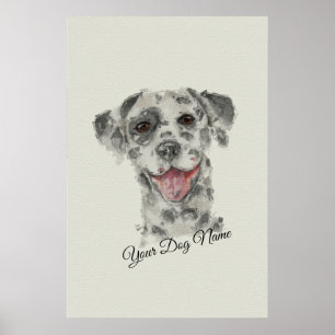 Dalmatiër hond portret realistische kunst aquarel poster
