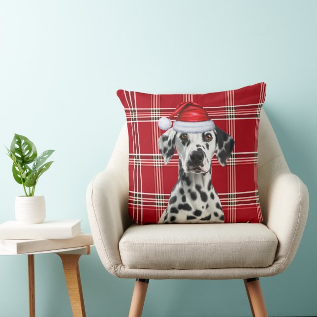 Dalmatiër-hond Rood Kerst Geruit Kerstmis Kussen (Stoel)
