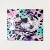 Dalmatiër Hond Roze Paars Turquoise Verjaardag Wandkleed (Voorkant (horizontaal))