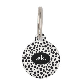 Dalmatiër Honden Abstract Patroon Zwart Monogram Huisdierpenning