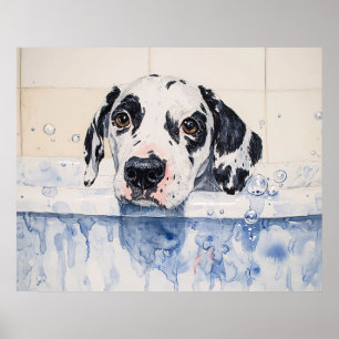 Dalmatiër Hondenbad Tijd Schilderij Poster