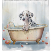 Dalmatiër in badkuip Waterverf hondenkunst Douchegordijn (Voorkant)