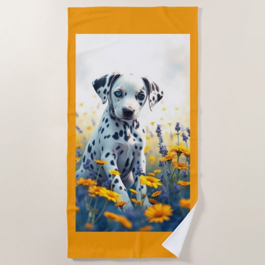 Dalmatiër in de bloemen strandlaken (Voorkant)