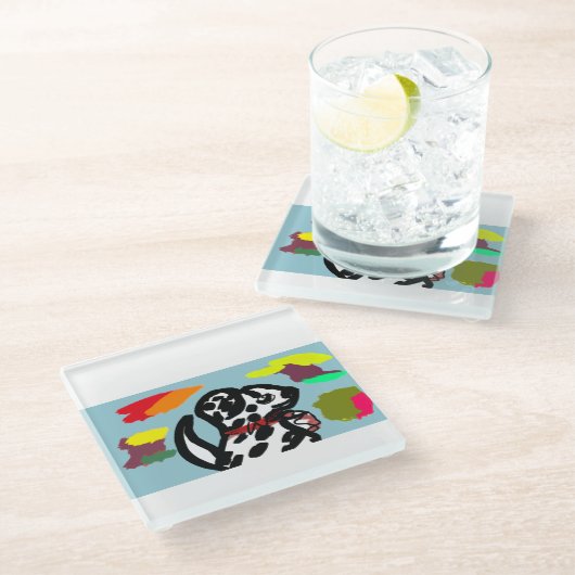 Dalmatiër in de herfst glazen onderzetter (Schuin)