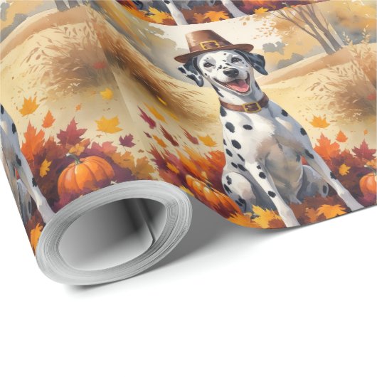 Dalmatiër in de herfst verlaat Thanksgiving kunst Cadeaupapier (Rol Hoek)
