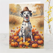 Dalmatiër in de herfst verlaat Thanksgiving kunst Kaart (Gele Bloem)