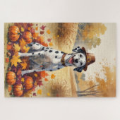 Dalmatiër in de herfst verlaat Thanksgiving kunst Legpuzzel (Horizontaal)