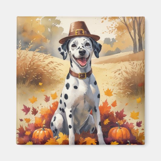 Dalmatiër in de herfst verlaat Thanksgiving kunst Magneet (Voorkant)