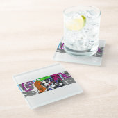 Dalmatiër in de stad glazen onderzetter (Schuin)