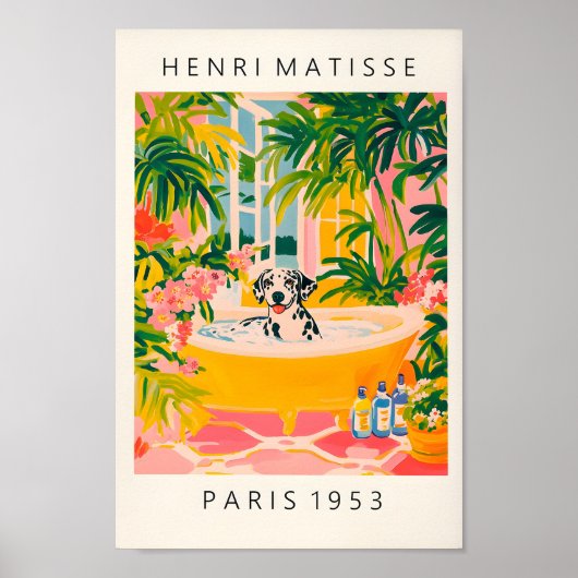 Dalmatiër in een bad, grappige badkamer muur kunst poster (Voorkant)