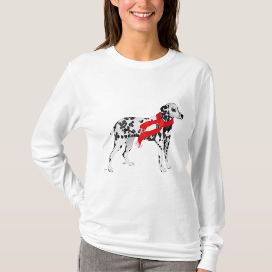 Dalmatiër in een rode sjaal t-shirt (Voorkant)