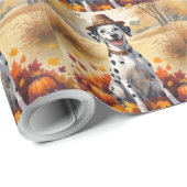 Dalmatiër in herfstbladeren dankdag kunst cadeaupapier (Rol Hoek)