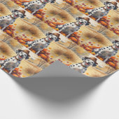Dalmatiër in herfstbladeren dankdag kunst cadeaupapier (Hoek)