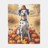 Dalmatiër in herfstbladeren dankdag kunst fleece deken (Voorkant)