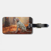 Dalmatiër in herfstbladeren Herfst inspireren Bagagelabel (Achterkant horizontaal)