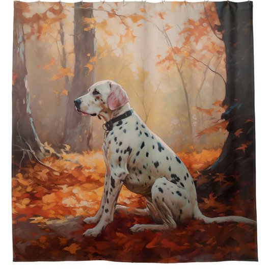 Dalmatiër in herfstbladeren Herfst inspireren Douchegordijn (Voorkant)