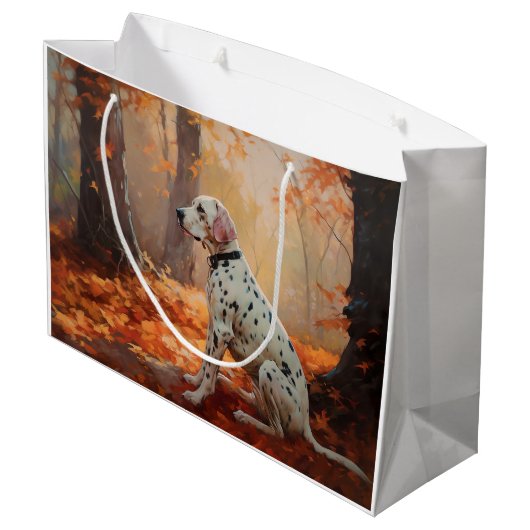 Dalmatiër in herfstbladeren Herfst inspireren Groot Cadeauzakje (Achterkant Gekanteld)