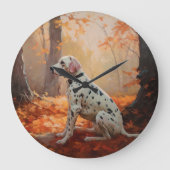 Dalmatiër in herfstbladeren Herfst inspireren Grote Klok (Voorkant)