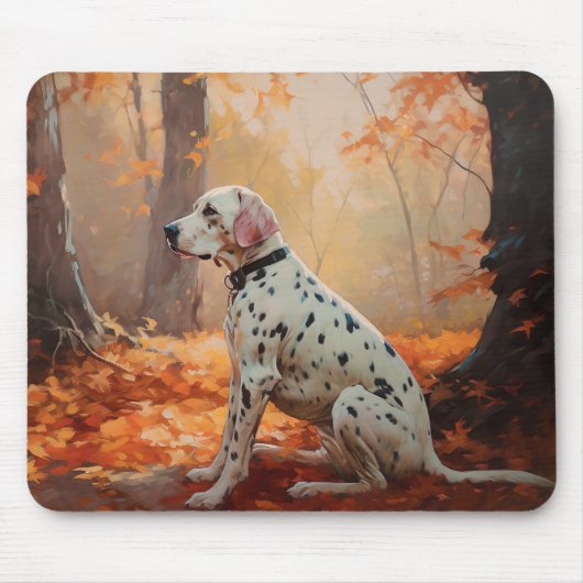 Dalmatiër in herfstbladeren Herfst inspireren Muismat (Voorkant)