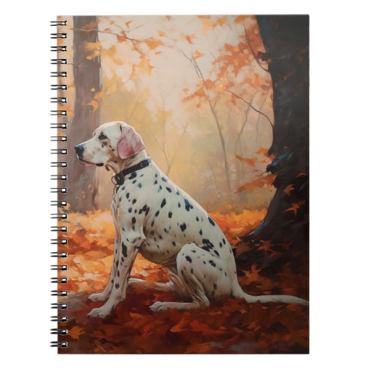 Dalmatiër in herfstbladeren Herfst inspireren Notitieboek (Voorkant)