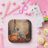 Dalmatiër in herfstbladeren Herfst inspireren Papieren Bordje (Feest)