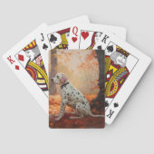 Dalmatiër in herfstbladeren Herfst inspireren Pokerkaarten (Achterkant)