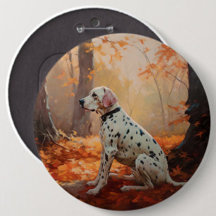 Dalmatiër in herfstbladeren Herfst inspireren Ronde Button 6,0 Cm