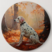 Dalmatiër in herfstbladeren Herfst inspireren Ronde Button 6,0 Cm (Voorkant)