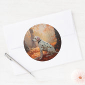 Dalmatiër in herfstbladeren Herfst inspireren Ronde Sticker (Envelop)