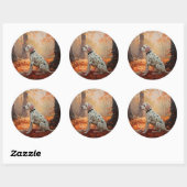 Dalmatiër in herfstbladeren Herfst inspireren Ronde Sticker (Vel)