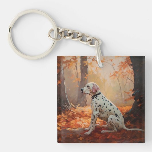 Dalmatiër in herfstbladeren Herfst inspireren Sleutelhanger (Voorkant)