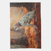 Dalmatiër in herfstbladeren Herfst inspireren Theedoek (Verticaal)