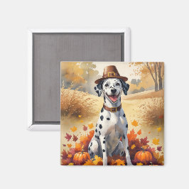 Dalmatiër in herfstbladeren Thanksgiving Kunst Magneet