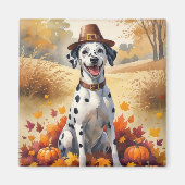 Dalmatiër in herfstbladeren Thanksgiving Kunst Magneet (Voorkant)