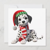 Dalmatiër in kerstmuts feestdagenkaart (Voorkant)